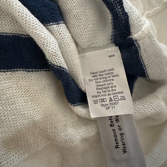 J.Crew 100% Linen Striped Long Sleeve Sweater | White & Navy | Women’s XL - Picture 3 of 4